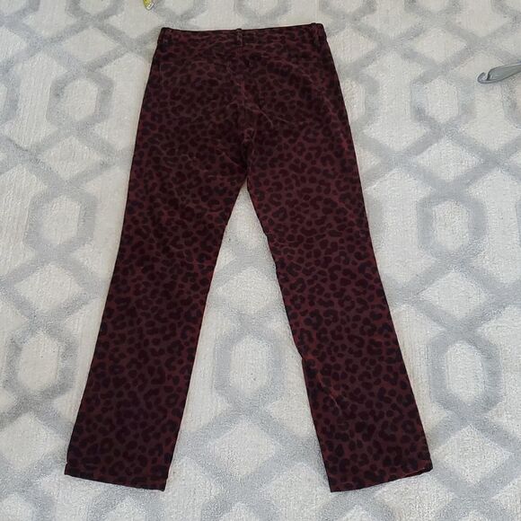 Ann Taylor Velvet High Rise Straight Leg Pant in Leopard Print - Picture 4 of 9